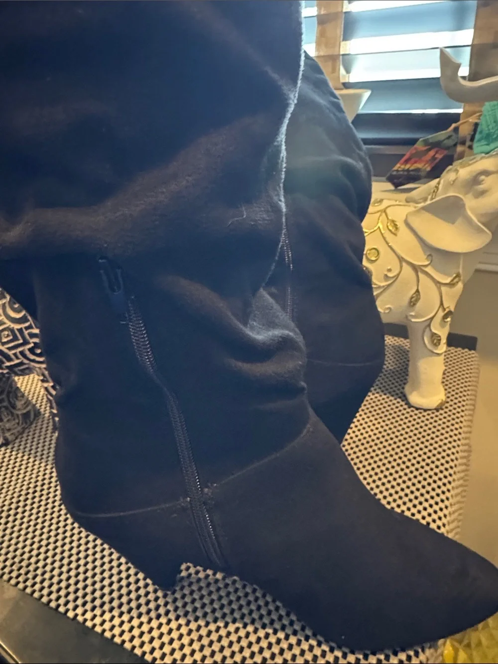 Women's Express Black Knee-High Suede-like Slouch Boots, size 10, worn once
